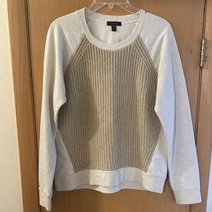 J. Crew Women's Wool Front Ribbed Sweater Sweatshirt Tan Cream Size Medium